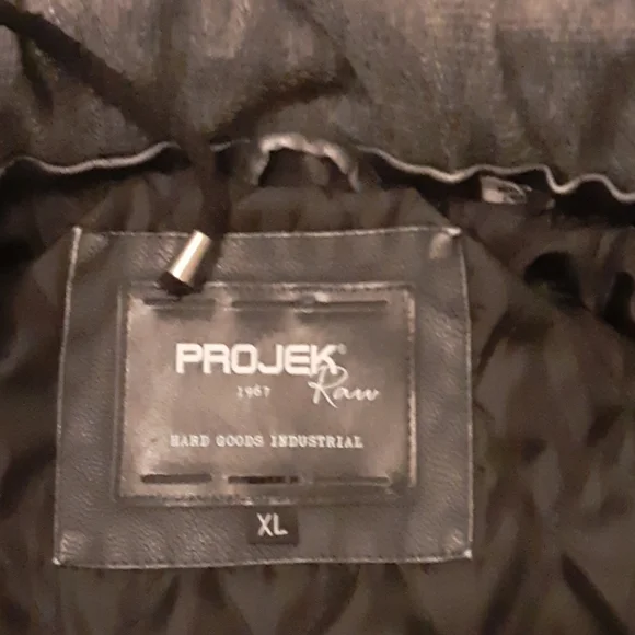 Mens projek raw leather coat with cotton fleece hood - Picture 2 of 4